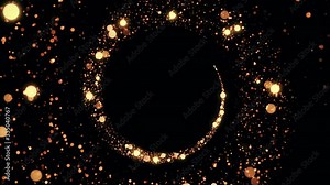 Abstract award background with golden particles. Countdown vortex for holiday concept. Seamless loop.