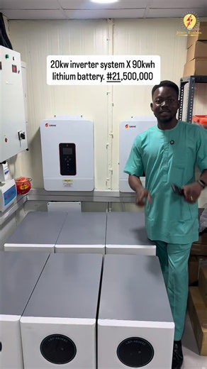 JUWON ELECTRIC || INVERTER IN LAGOS ⚡️⚡️ on Instagram: "#21,500,000 with installation and delivery. 20kw inverter system X 90kWh lithium battery The inverter is pure sine wave with LCD display, with intelligent capacity to show remaining back up time, time to full, charging status, Eco mode, battery status, general caution signals and WiFi support for remote monitoring. 24/7 electricity (terms and conditions apply) ⚡️ Load capacity; 5 fans, 3 tvs, 4 decoders, 2 sound system, 1 microwave, 20 ligh