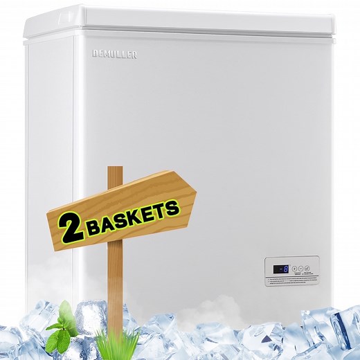 Deep Chest Freezer Mini Freezers Top Open Door Wide Temp Range Two Removable Baskets New White - Walmart.com