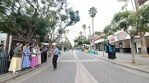 Mennonites from Straight Paths In Los Angeles sing at the Third Street Promenade on Friday, December 6, 2019. More info: http://www.straightpathsinla.org | Santa Monica Close-up