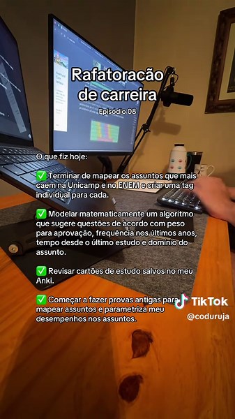 Episódio 08. Estou criando uma app para estudar que segue uma lógica parecida com a keybr, app que eu uso para praticar digitação. No keybr o algoritmo sugere para eu praticar de forma intensiva as teclas que eu sou mais lento. A ideia é fazer algo parecido com os assuntos do vestibular e fazer questões dos assuntos que eu tenho mais dificuldade até que eu os domine e possa ir para outros. #study #studytok #studywithme #medicina #ENEM