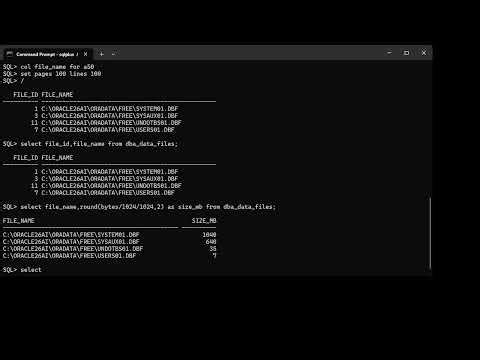Oracle SQL basic command to check status, datafiles, tablespaces, redo, temp and undo files.