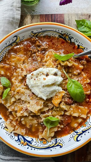 Laura Vitale on Instagram: "We freaking love soup Season around here! This easy and relatively quick lasagna soup is a staple!!! Just what the soul needs on a busy weeknight when only a bowl of comfort food will do❤️ recipe on my site and I’ll link it for you directly in stories!"
