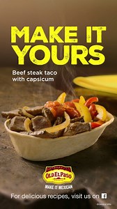 34K views · 107 reactions | Make it Mexican in the kitchen with these steamy, sizzling beef steak Stand ‘N Stuff™ tacos and capsicum. What's your secret twist to Tacos? | Old El Paso | Facebook