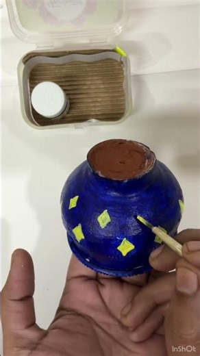 Clay Pot Painting Idea 💙✨#claypotpainting#potpainting #craft#easydiydecor#homedecorideas#diy