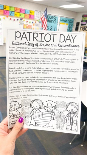 Marine Freibrun, M. Ed. | Educator on Instagram: "Here are some resources to help you introduce and explain September 11th to your students. 🇺🇸 Informative Text: I compiled a short informative text (that you can find as a freebie in my shop) to help my students understand what happened on September 11th. We used it as a source of evidence to respond to the prompt: Why is it important to remember the heroes and victims of September 11th? After reading text, we had a class discussion about the i