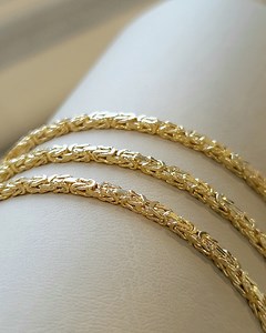 18K Solid Yellow Gold Byzantine Chain Necklace (2.30mm) - Etsy