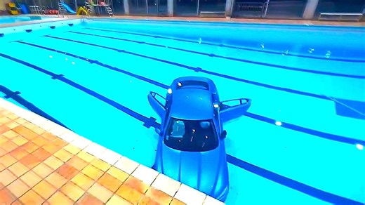 Luxury car plunges into swimming pool in France