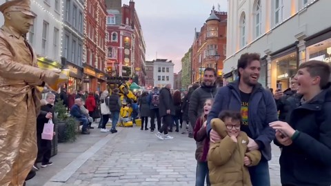 Introducing the old naughty gold man statue.