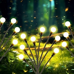 Solar Lights Outdoor, 6 Packs Swaying Firefly Solar Powered Lights, Solar Garden Light LED Waterproof Firefly Lights, Yard Garden Patio Pathway Decor Lights, Warm White
