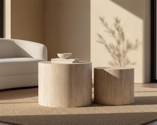 Modern Round Nesting Coffee Table Set of 2 | Space-saving Wooden Accent Tables With Non-slip Feet for Living Room Bedroom Office - Etsy