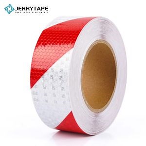 [Hot Item] Jerrytape Red and White Diagonal Honeycomb Reflective Tape, Truck Reflective Warning Tape
