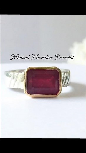 Men’s Ruby Ring in Gold | Powerful Bezel Setting Design.