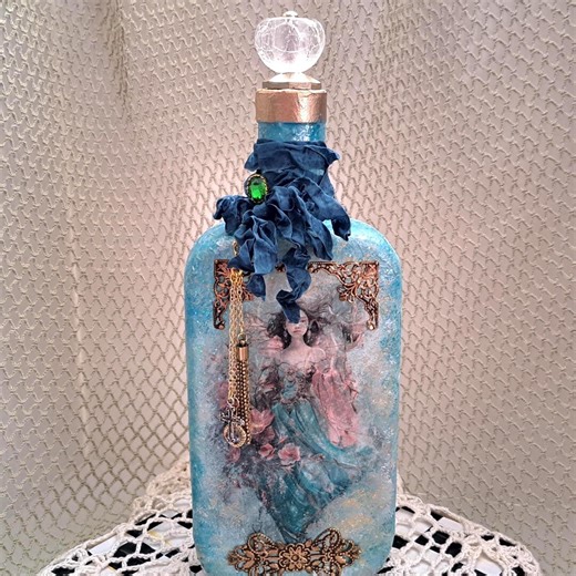 Handmade Fantasy Lady Decorative Bottle | Shabby Chic Art Bottle | Romantic Cottage Decor - Etsy