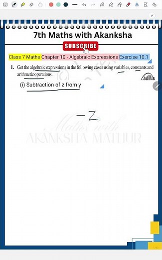 EX 10.1 | Q1(i) | Class 7 Maths | Chapter 10 Algebraic Expressions | CBSE | NCERT |