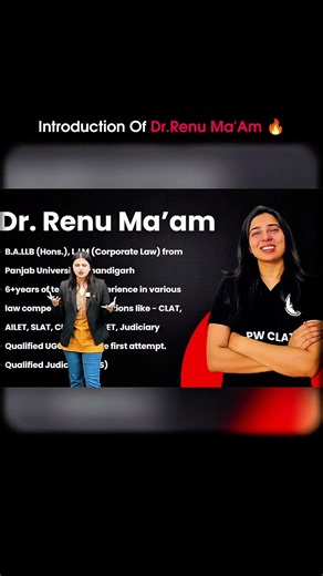 Introduction Of Dr.Renu Ma'Am 🔥!!.#physicswallah #pwclat #motivation #education #ytshorts
