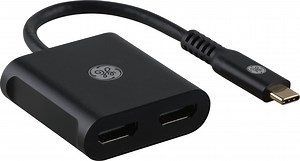 GE USB-C To Dual HDMI Adapter, Black, 81661