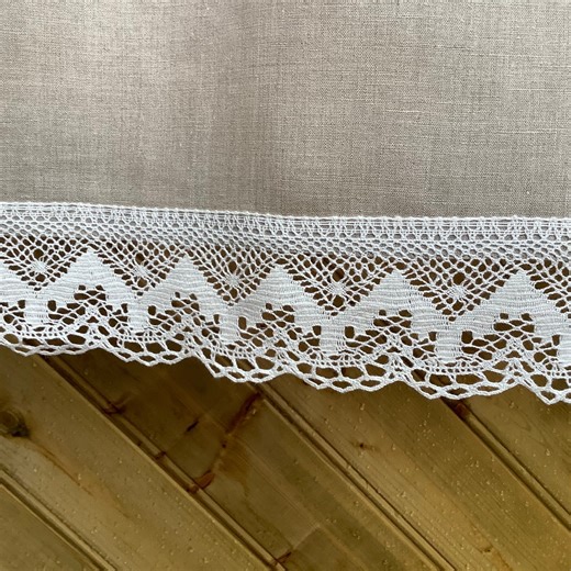 Natural Linen Curtain Decorative Kitchen Valance Custom Size Short Curtain Lace Trim - Etsy