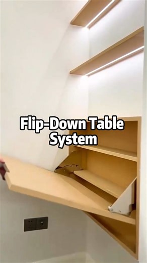 A table when you need it — hidden away when you don’t. The flip-down table system turns cabinets into flexible work or dining surfaces without taking up extra space. Ideal for kitchens, laundry rooms, and multi-purpose storage areas. #FlipDownTable #FoldingTable #CabinetHardware #SpaceSaving #SmartFurniture #CustomCabinet #KitchenDesign #HomeOrganization #InteriorHardware #HomeRenovation #MultiPurposeFurniture #lumispace | LumiSpace.ai