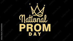 Gold National Prom day animation text with alpha channel. suitable for intro and video. 4k Footage Handwriting Text to celebrate prom day