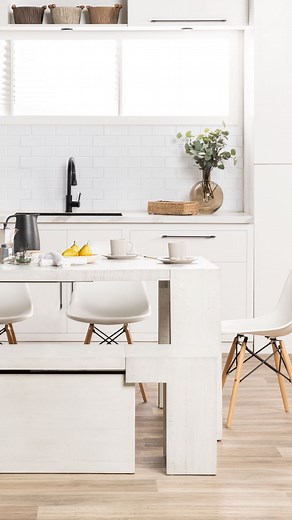 You will not believe what this beautiful console table can do! Thank you, @caroldemauro for sharing this beautiful video with us! This Transformer Table turns into a 12 person dining table! The panels are stored inside a stylish coffee table and you can easily add them to your table for an incredible transformation! The transformer bench also has the same features, and the panels are stored inside the structure and can be easily assembled. We used another bench as a side table, and now we have a