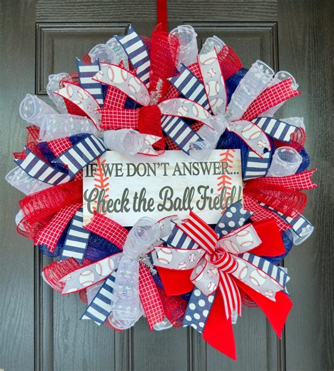 Baseball Wreath, Baseball Decor, Ftont Door Wreath, Wreath - Etsy