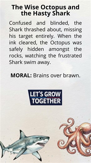 The Wise Octopus and the Hasty Shark - What's the moral? #003 #english #fable #study #reading