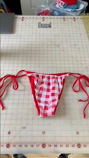 Sewing String Bikini Bottoms to Match My Ruffle Top 🍒 #shorts #sewingpattern #sewingtips