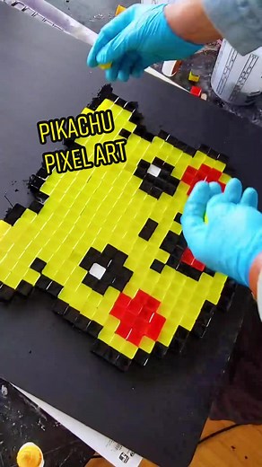 Replying to @user5908807323670 Making PIKACHU PIXEL ART! #art #pokemon #diy #howto #resin #resinart #pixelart