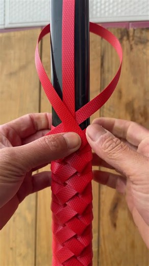 Red Ribbon Grip Weaving Tutorial, Easy for Beginners!