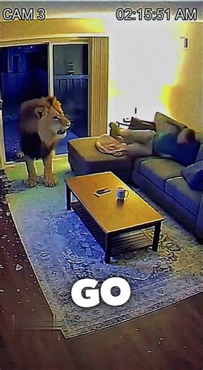 Lion breaks through glass door and scares man on sofa 😳 | Caught on Camera #Shorts
