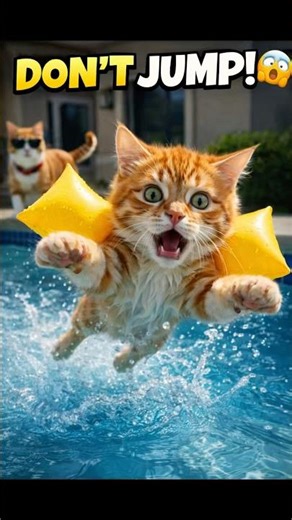 👉 Cat Tries Swimming… Sinks or Survives? 😱🐱💦 #funnyshorts #cat #swimming #kitten #funny