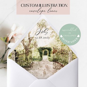 Wedding Venue Watercolor Envelope Liner A7 Envelopes Custom Envelope Liners Venue Illustration Watercolor Wedding Invitation Envelope Liner - Etsy