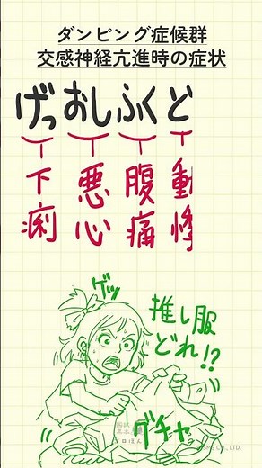 ダンピング症候群 交感神経亢進時の症状の語呂合わせ～20秒で国試対策～