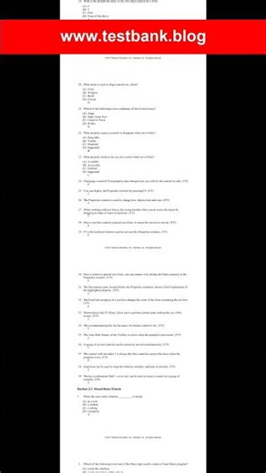 Test Bank for Introduction to Programming Using Visual Basic 10th Edition by Schneider Test Bank