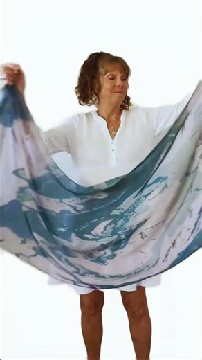 Modal Silk Scarf in Gift Box Envelope, Multi Blue Fashion Art Scarf, Unique Gifts for Her