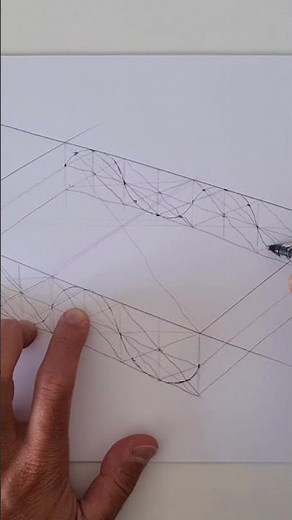 How to Draw Simple Wave Shaped Curved Surface in Two Point Perspective #shorts