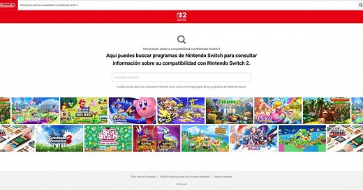 Nintendo lanza una web para comprobar la compatibilidad de juegos de Switch en Switch 2