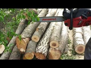 Jonsered Chainsaw Cutting Firewood