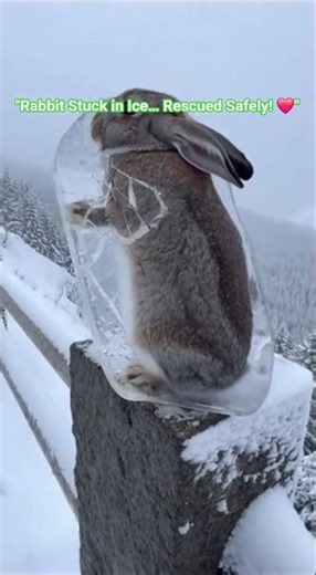 Frozen Rabbit Rescued Just in Time! 🐇❄️ #animalrescue #rabbit #ai #ytshorts #rescue