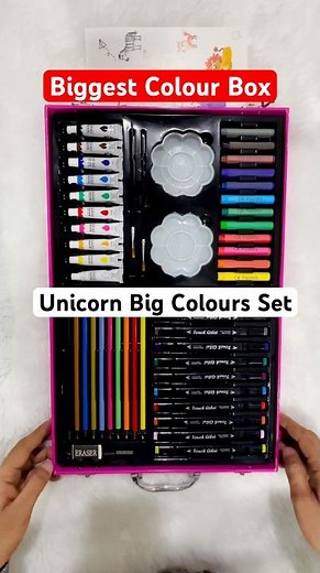 WOW Unicorn Art Suitcase 😍 Biggest Premium Colour Box 💕 | Big Colour Box | Stationery Unboxing