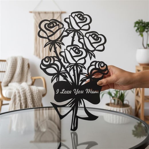 Customizable Rose Metal Wall Decor , Mother's Day Gift - Etsy
