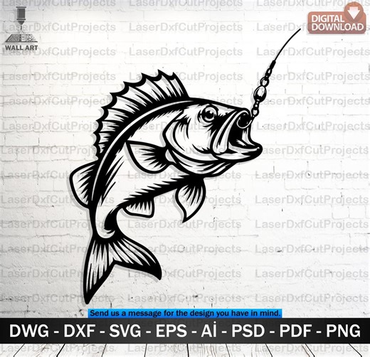 Perch Fishing SVG DXF – Laser Cut CNC Wall Art Digital File - Etsy