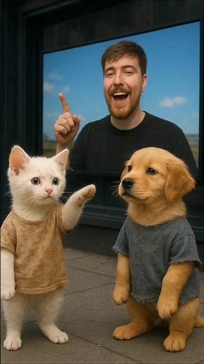 Kitten’s Dream Comes True 😭✈️ | MrBeast Meets His Smallest Fans! #mrbeast #kitten #puppy #meetup