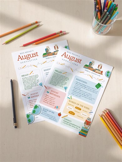 August Classroom Newsletter Template, Editable Teacher Newsletter, Back to School Parent Canva Newsletter, Printable First Day of School - Etsy