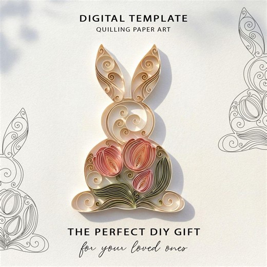 Easter Bunny Quilling Pattern – Template With Video Instructions (PDF, JPG) Instant Download 0/92 - Etsy