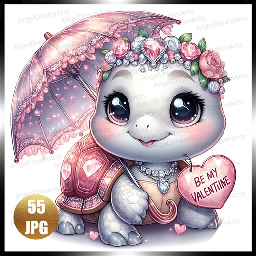 Whimsical Valentine Turtle Clipart Bundle 55 JPG, Romantic Clipart for Junk Journal & Scrapbooking - Etsy