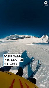 ...IT'S A DOOZY: Dramatic video shows the moment a skier in the French Alps plunged about 50 feet into a glacier crevasse. Luckily, the skier was pulled out of the hole and rescued by his companions. https://abcn.ws/3UXRyT3 | ABC News