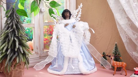 Retrowavy 12.2'' Black Angel Christmas Tree Topper with Lights Standing African American Christmas Decorations Black Angel Figurines Treetop for Xmas Home Decor Winter Holiday(Blue,Bright Style)