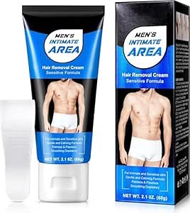 Hair Removal Cream for Men, Intimate/Private Body Cream for Unwanted Hair in Underarms, Private Parts, Pubic & Bikini Area, Painless Flawless Depilatory for All Skin Types (1)